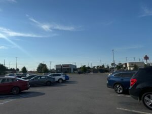 cars in a busy parking lot