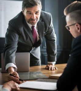 Injury lawyer in a courtroom.