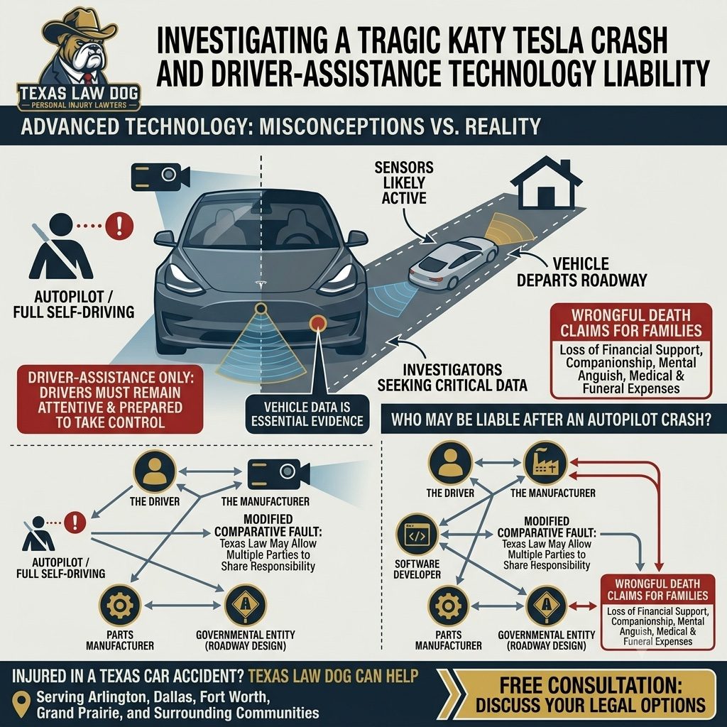 El accidente del piloto automático de Tesla en Katy plantea preguntas sobre la responsabilidad tras un accidente fatal en Texas